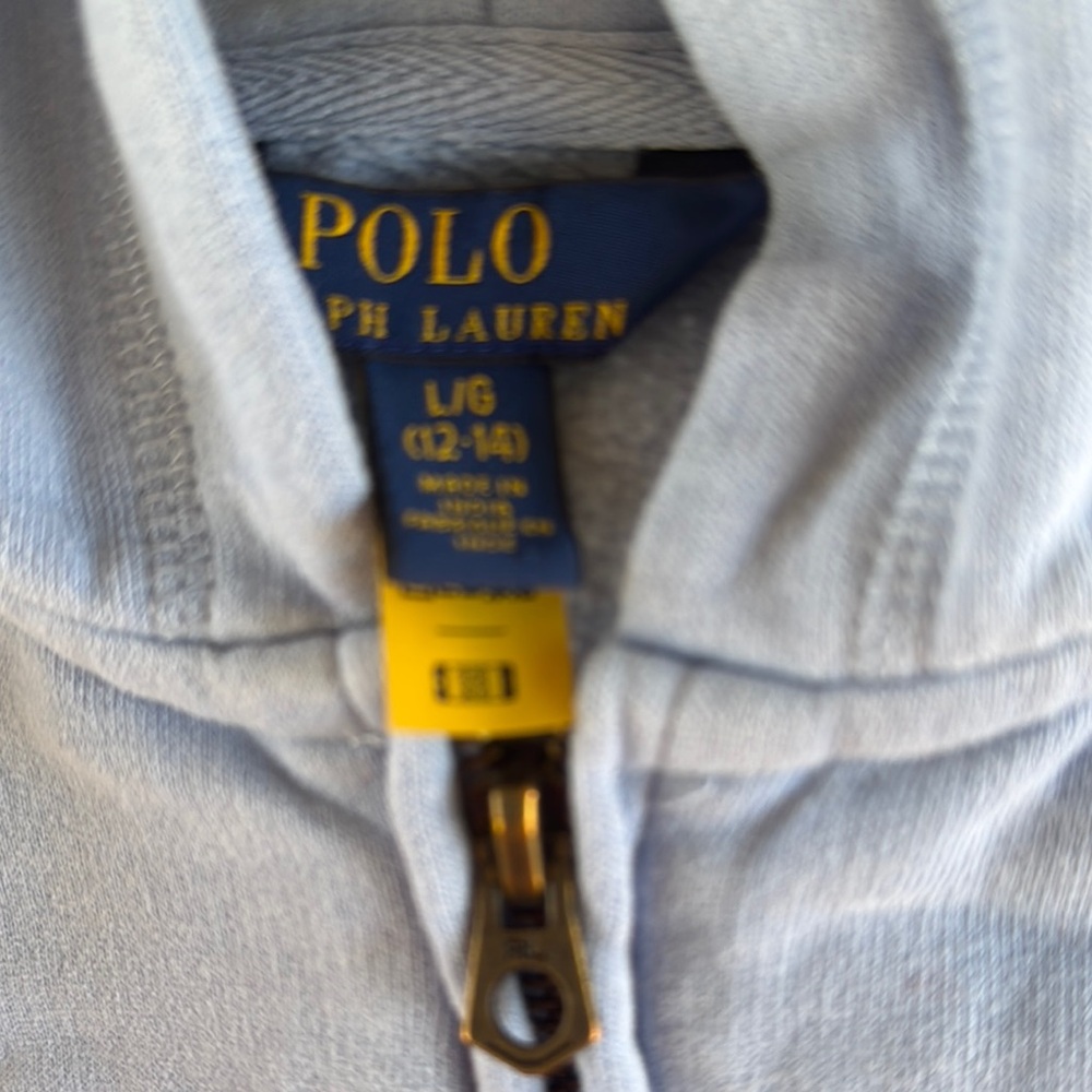 Kids Large POLO (12-14) light Blue comfy sweatshirt Hoodie pink horse - Picture 3 of 8